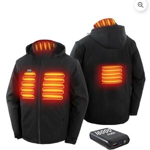 Men's Black Heated Performance Jacket with Hood